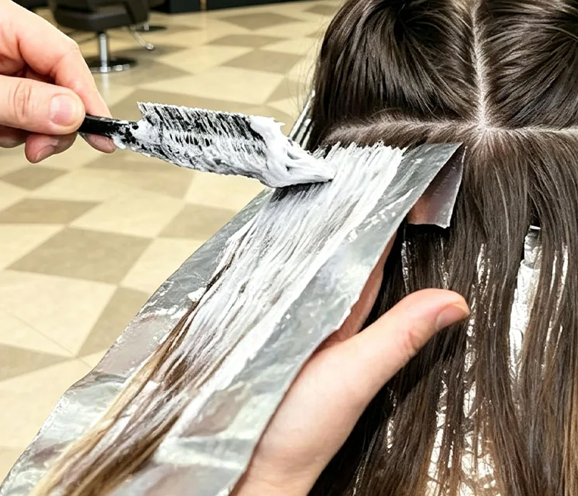A silver-grey colour taken through long hair, finished and dried in the salon